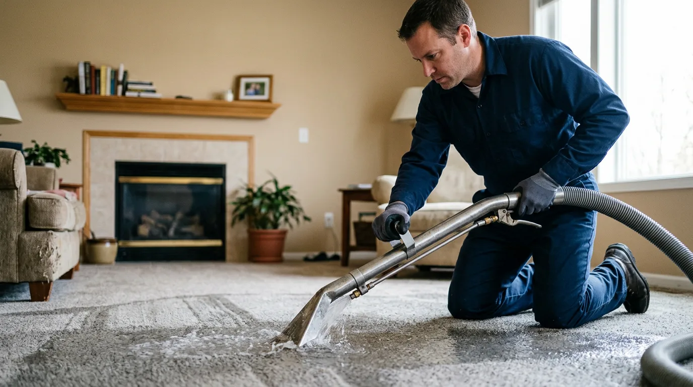 Water damage restoration technician working near Howell, MI
